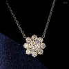 Pendant Necklaces Huitan Luxury Flower Necklace With Cubic Zirconia Temperament Sweet Women's Eternity Wedding Jewelry 2023 Trend