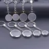 Keychains 1 st 20-40mm rostfritt stål rund glas flytande minnesskydd hänge nyckel smycken levande po relicario kvinnor nyckelring