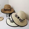 Sombreros de ala ancha Sombrero de paja Lady Patchwork Bow Transpirable Plegable Sombrilla Playa Cuenca con borde