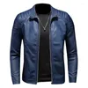 Men's Jackets Leather Jacket Men Stand Collar Slim Pu Fashion Motorcycle Causal Coat Mens Moto Biker 2023