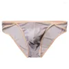 Underbyxor Summer Men's Tam Ultra-Thin Ice Silk Quick-Torkning Border unga hudvänliga sexiga pojkar låg midja fast färg män y28