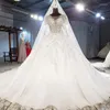 Trouwjurk prachtige appliques hof trein prinses jurken 2023 luxe kralen open rug bruidsjurk vestido de noiva korte mouw