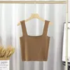 Réservoirs pour femmes YEMOGGY Femmes Tricoté Sangle Débardeurs Été Camisole 2023 Col Carré Sans Manches Court Soutien-Gorge