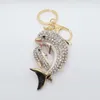 Keychains Fashion Cute Crystal Dolphin Key Chain Women Handbag Car Keychain Rhinestone Lady Bag Trinket Wedding Jewelry Girl Party Gift