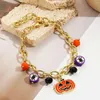 Charm Bracelets Halloween Seed Beads Pumpkin Drop Bracelet For Women Soft Clay Sets Gold Color Link Chain Jewelry