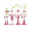 Dekorativa figurer 12cm Nutcracker Miniatyres Pink Series Puppet Ornaments Desktop Decoration Cartoons Walnuts Soldiers Band Docks