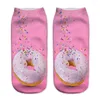 Mulheres meias 3d printi unisex bonito baixo corte tornozelo meia comida donut doce padrão novidade arte roupas homem