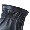 Five Fingers Gloves Men's Genuine Leather Real Sheepskin Black Button Wool Lining Winter Warm Mittens