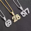 Iced Out Luckly Number Custom Pendant Necklaces for Men's Hip Hop Jewelry Gold Silver Color with free chain