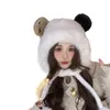 Береты L93F, большая меховая шапка для девочек, зимние лыжи, медведь, подарки на день рождения