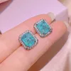 Square Paraiba Tourmaline Jewelry set 925 Sterling Silver Wedding Rings Earrings Necklace For Women Bridal Engagement Jewelry