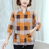 Kadın bluzları Bahar Sonbahar Ekose Moda Şık Bluz Çok Çok Ter Kadın Giysileri Vintage Slim Shirt Gevşek Zarif Bayan Tops