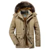 Parka's Heren Winterjas Katoen gewatteerde warme jas Militaire man Fleece met capuchon Dikke lange uitloper zakelijke windjack overjas 6XL