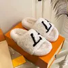 Top Fluffy Shoes Woman Designer Женские туфли Furry Platform Slippers Luxury Fur slides Sliders mules Slipper