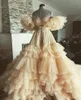 Robes décontractées Robes de bal de maternité de tulle à volants de luxe pour femmes chérie devant ouvert longues robes de grossesse gonflées volants de mariée