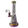 Colorful Rainbow Bongs Matte PYREX Glass Bong Hookahs Showerhead Perc Cartoon 14mm Female Joint Smoking With Quartz Banger Nail Straight Tube Dab Water Pipe Oil Rigs