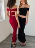 Work Dresses Tossy Off Shoulder Backless Vestidos Two Piece Dress Sets For Women Evening Party Club Long Skirt Outfits 2023