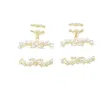 Luksusowe 18 -karatowe Złoto Projektowne kolczyki na moda dla kobiet podwójne projektanci litera Pełna perłowa biżuteria Weddna Prezent Wysokiej jakości 20. styl