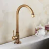 Kitchen Faucets High Quality Brass Classic Only Cold Water Sink Gooseneck Single Lever Outdoor Tap Bronze Brushed Finish 230406