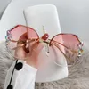 세련된 럭셔리 야외 선글라스 한국어 버전 라인 스톤 증명 크리스탈 다이아몬드 상감 작은 향기 안경 여성