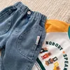 Jeans broek jeans Koreaanse jongensstijl lente voor kinderen los passende jeans casual solide 230406
