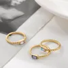 Bröllopsringar Fashion Geometric Square Multicolor Crystal Ring Minimalistiska kvinnliga stapling Tiny pärlstav gulduppsättning för kvinnor flickor juvelryweddin