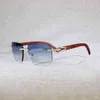 Modische Luxus-Sonnenbrille für den Außenbereich, Strass, Pfauenholz, randlos, Herren, natürliches Büffelhorn, übergroß, quadratisch, Retro-Sonnenbrille, Oculos Eyewear für Club
