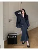 Two Piece Dress Insozkdg Set Women Spring Autumn Casual 3 Pieces Professional Blazer Slim Waistcoat Fishtail Buttock Skirt Suits High Street