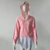 Felpe con cappuccio da donna Felpe con cappuccio da donna autunno tinta unita cappello con cappuccio sciolto maniche lunghe cardigan polsino elastico incrociato giacca con lacci per C