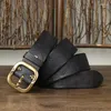 Cinture Cintura da uomo in pura pelle di vacchetta di alta qualità da 3,8 cm con design in rilievo e jeans con fibbia in rame