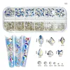 Nagelkonstpaket 12Gird Multi-Size Crystal AB Diamond 3D Decorations Gem Stones For Nails Rhinestone Decoration Smycken Tillbehör