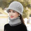 Beanies Beanie/Skull Caps Women's Autumn Winter Knitted Scarf Hat Suit Solid Color Mors värme och sammet tjocka Beanie Outdoor Sports Su