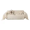 Cadeira cobre tecido de algodão sofá capa cobertor cor sólida toalha antiderrapante para sala de estar decoração de móveis tapeçaria sofá com borla
