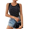 Kamizelki kamizelki przemysłu ciężkiego duże kobiety geometryczne litery Black Top Women Spring Summer Tank Tops