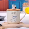 Mugs 380ml Cute Hamster Cartoon Mug With Lid Spoon Creative Ceramics Office Home Coffee Milk Breakfast Glass Couple Cup Gifts