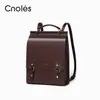 School Bags Cnoles Women Split Leather Backpacks Purse Shoulder Bags Female Vintage Travel Backpack Casual School College Book Bag For Girls 230404