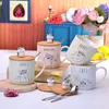 Mugs 380ml Cute Hamster Cartoon Mug With Lid Spoon Creative Ceramics Office Home Coffee Milk Breakfast Glass Couple Cup Gifts