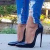 Dress Shoes Tikicup Women Wave Cut Solid Black Patent Pointy Toe Stiletto Pumps 8cm 10cm 12cm High Heel For Elegant Ladies