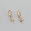 Hoopörhängen 1Pair Vintage Colorful Zircon Cross för Women European Punk Fashion Shiny Geometric Small Ear Stud Smycken