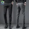 Printemps automne affaires robe pantalon hommes taille élastique givré tissu pantalon décontracté formel Social Costume pantalon Costume Homme 220212259h