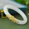 Brazalete de Jade blanco Natural para mujer, pulsera redonda, piedras preciosas curativas, joyería fina, brazaletes de nefrita de Jades hetianos auténticos, regalos para mujer