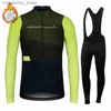 Conjuntos de camisa de ciclismo 2023 Novo KR INEOS-Conjunto de roupas de ciclismo masculino de lã térmica conjunto de lã longa e calças compridas para passeios de mountain bike ao ar livre Q231107