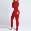 Vrouwen Nachtkleding Sexy Pyjama Voor Vrouwen Jaar Jumpsuit Button-Down Voor Achter BuBum Open Kont Flap Effen Loungewear