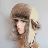 Boinas B-8521 Chapéus de bombardeiros quentes de inverno adultos Protetores de ouvido machos Caps de esqui pêlo russo Ushanka Headwear