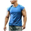 T-shirts pour hommes T-shirt d'été Bodybuilding Muscle Tank Oneck Couleur unie Sports décontractés Chemise sans manches Homme Entraînement Fitness Tops 230406