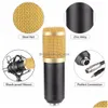 Microphones Vente en gros Bm-800 Microphone à condensateur Microphone d'enregistrement sonore avec support de choc Radio Braodcasting pour ordinateur de bureau Drop Dhs6W