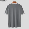 T-shirts hommes Incerun hommes chemise patchwork style coréen été vêtements de sport streetwear 2023 col rond à manches courtes loisirs tee hauts S-5XL