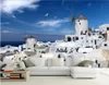 壁紙カスタム壁画POの壁紙ギリシャのエーゲ海の建築景観ホームデコレーションリビングルーム3Dロールの壁