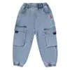Jeans bébé garçon jeans denim pantalon cargo multi-poche couvert harem jeans 12-24 mois garçon enfant 3 4 5 6 7 8 9 ans pantalon garçon 230406