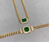 Bangle Vintage Geometric Square Shape Zircon Bracelet Luxury Women Rose Gold Chain Jewelry Wedding Green Crystal Stone BraceletBangle